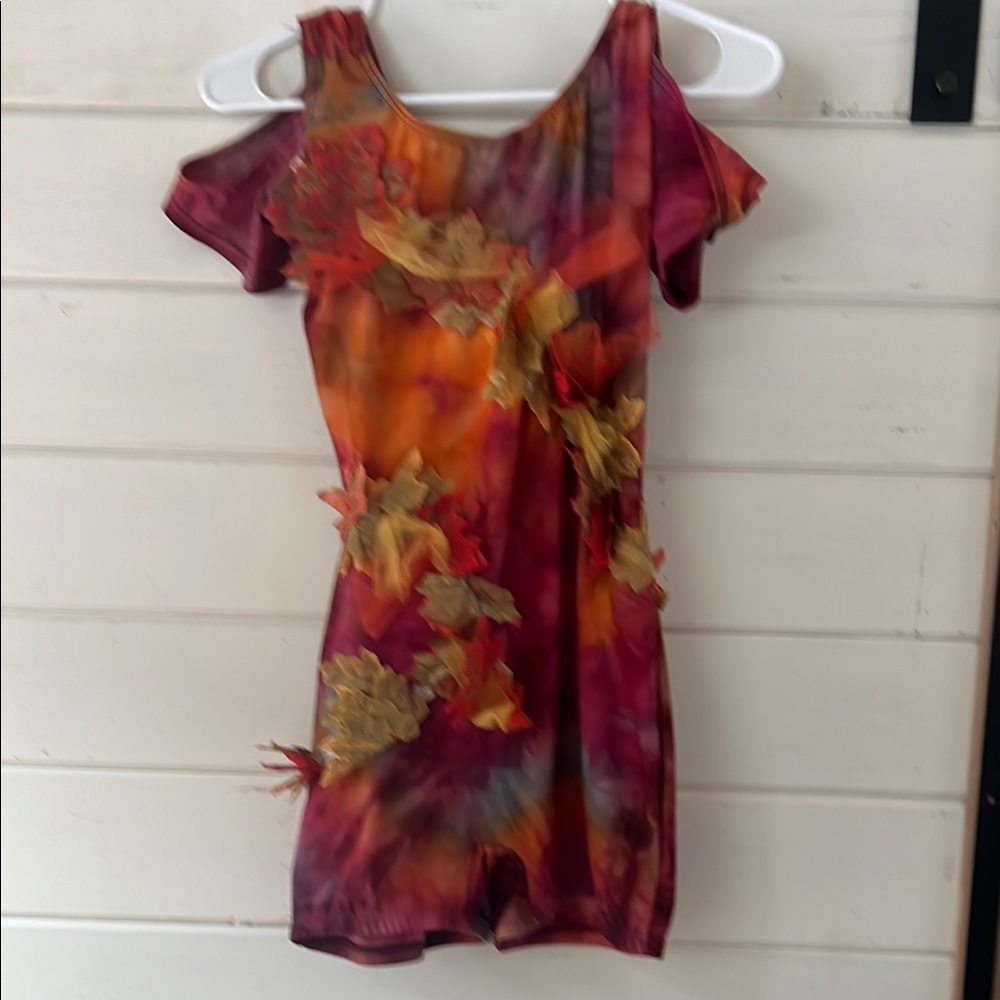 Colorful Leaf-Embellished Dress